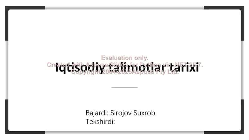 Iqtisodiy talimotlar tarixi 1