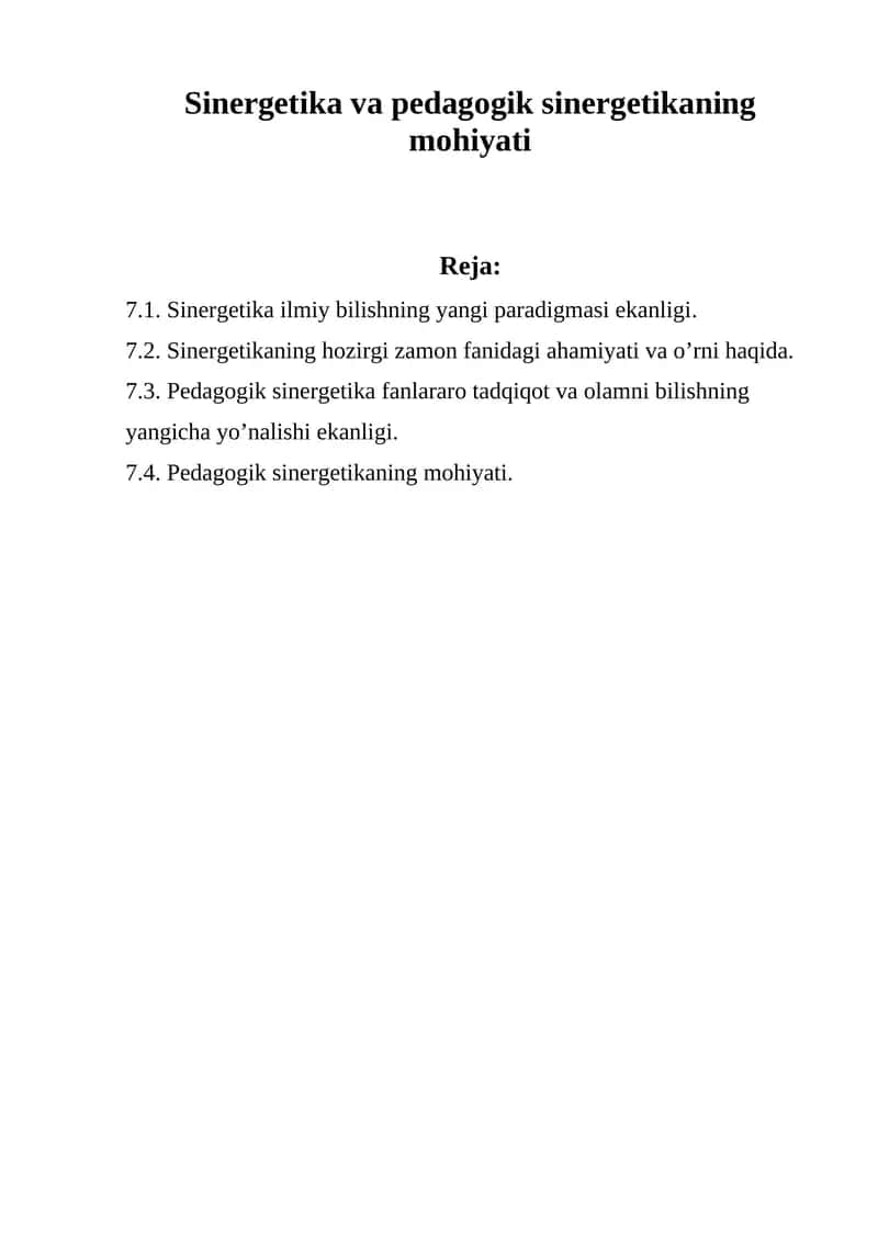 Sinеrgеtikа vа pеdаgоgik sinеrgеtikаning mоhiyati 1