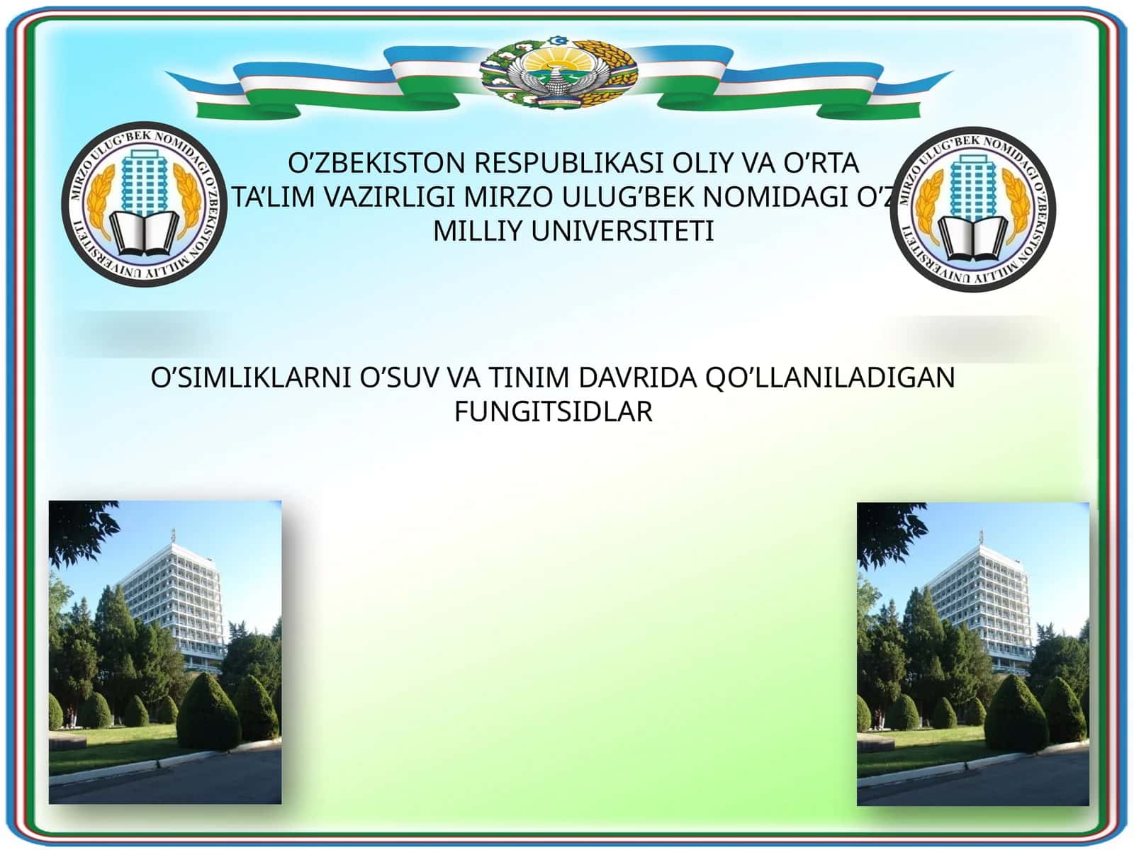 O'simliklarni O'suv va Tinim Davrida Qo'llaniladigan Fungitsidlar 1