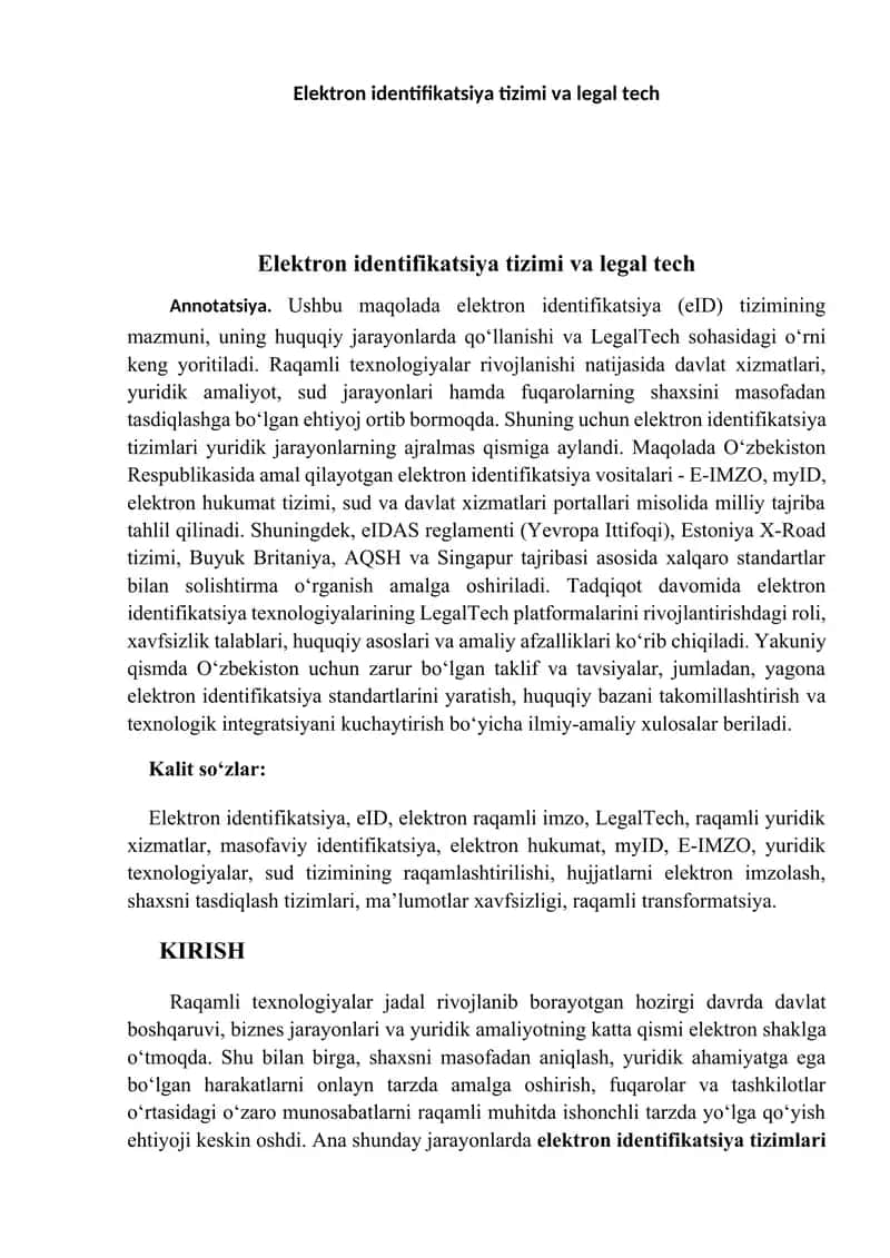 Elektron identifikatsiya tizimi va legal tech 1