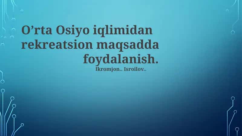 Barqaror Turizm Amaliyoti 1