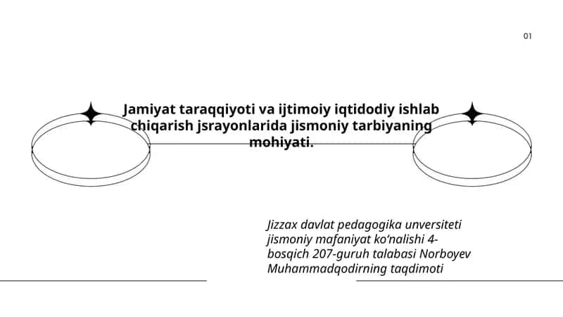 Jamiyat taraqqiyoti va ijtimoiy iqtidodiy ishlab chiqarish jsrayonlarida jismoniy tarbiyaning mohiyati. 1