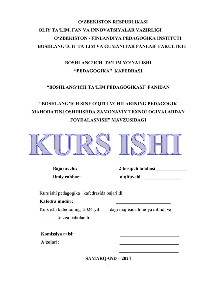 BOSHLANG’ICH SINF O’QITUVCHILARINING PEDAGOGIK MAHORATINI OSHIRISHDA ZAMONAVIY TEXNOLOGIYALARDAN FOYDALASNISH 1