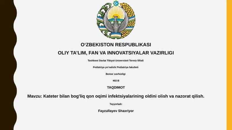 Kateter bilan bog'liq qon oqimi infektsiyalari 1