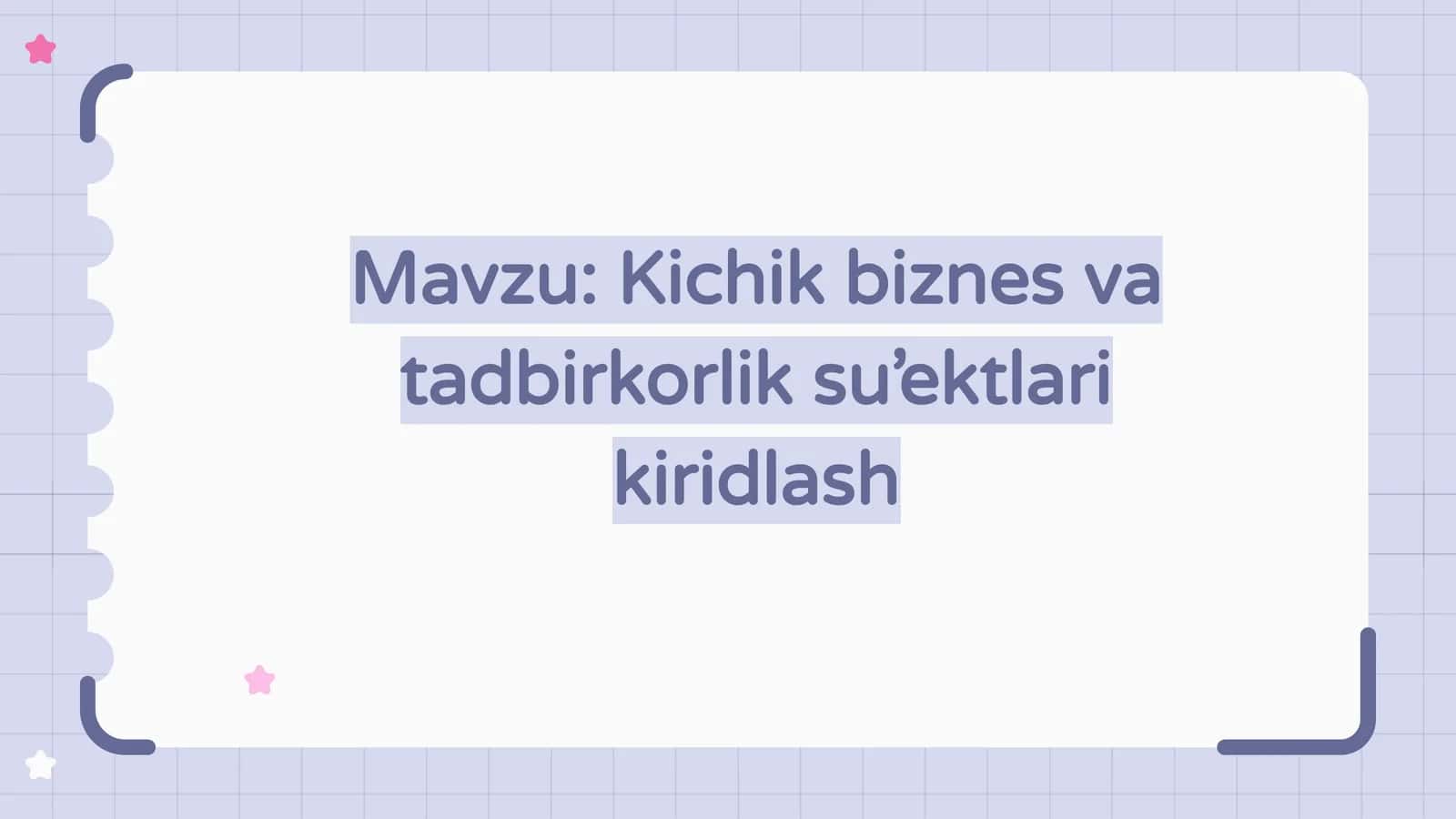 Kriditlash uchun kirish 1