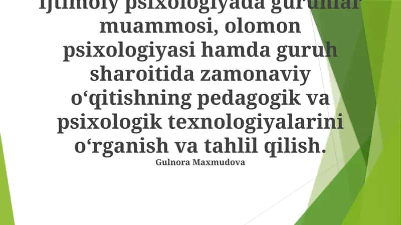 Olomon Psixologiyasi va Sinf Boshqaruvi 1