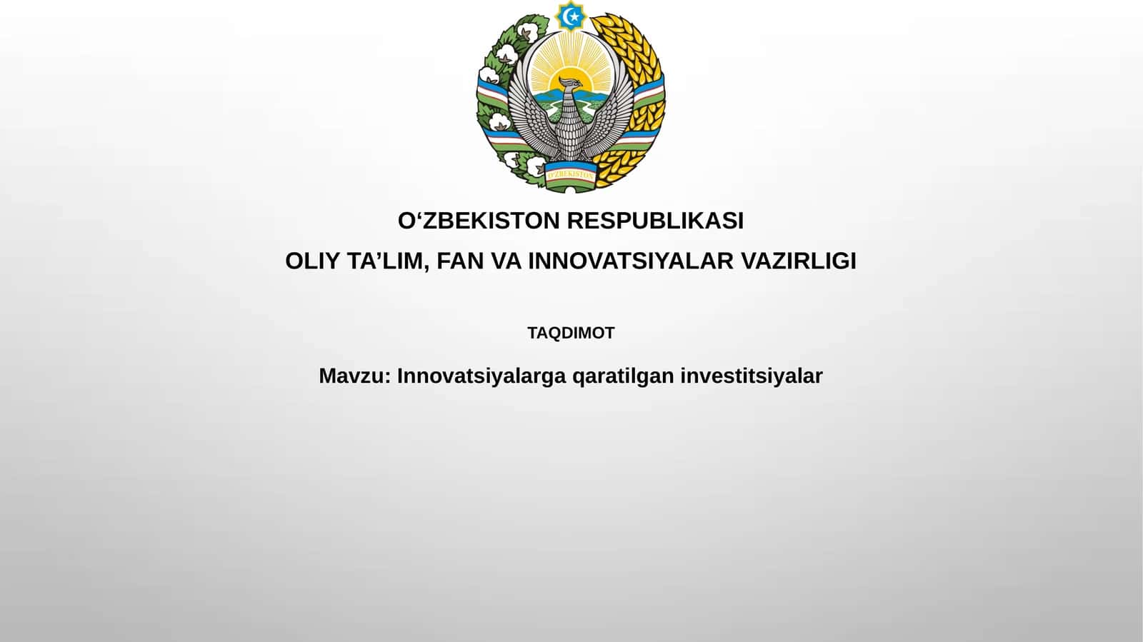 Innovatsiyalarga qaratilgan investitsiyalar 1