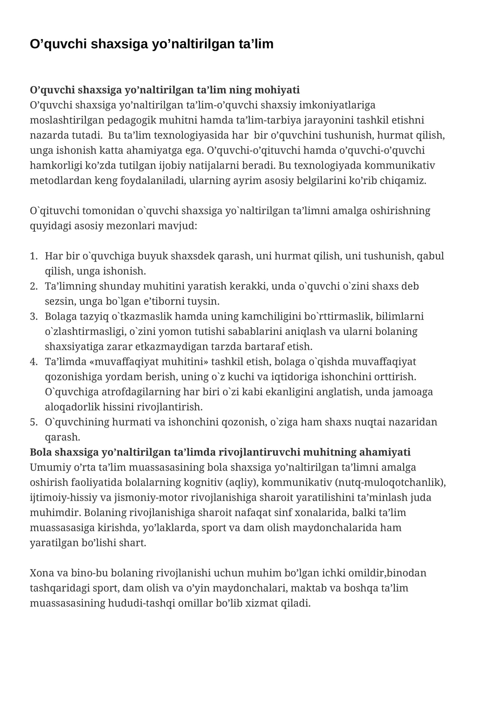 O’quvchi shaxsiga yo’naltirilgan ta’lim 1