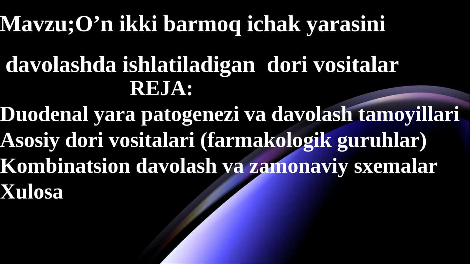12 barmoqli ichak yarasini davolashda ishlatiladigan dori vositalarimustaqil ish 1