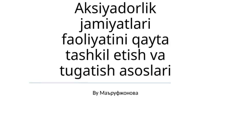 Tuxtashtirish tartibi va natijalari 1
