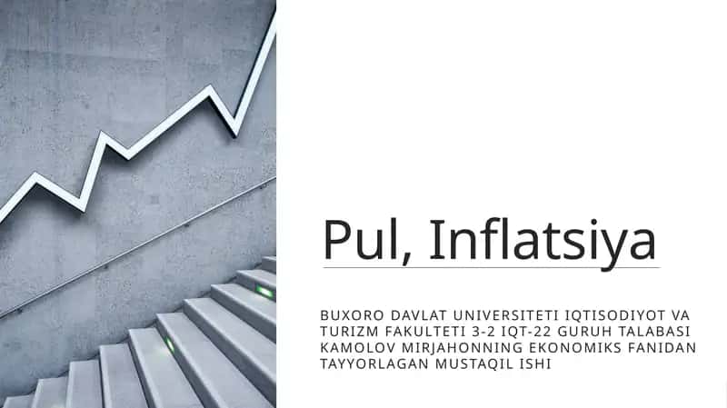 Buxoro Davlat Universiteti Iqtisodiyot va Turizm fakulteti 3-2 IQT-22 guruhi talabasi Kamolov Mirjahonning Ekonomika fanidan tayyorlagan mustaqilishi 1