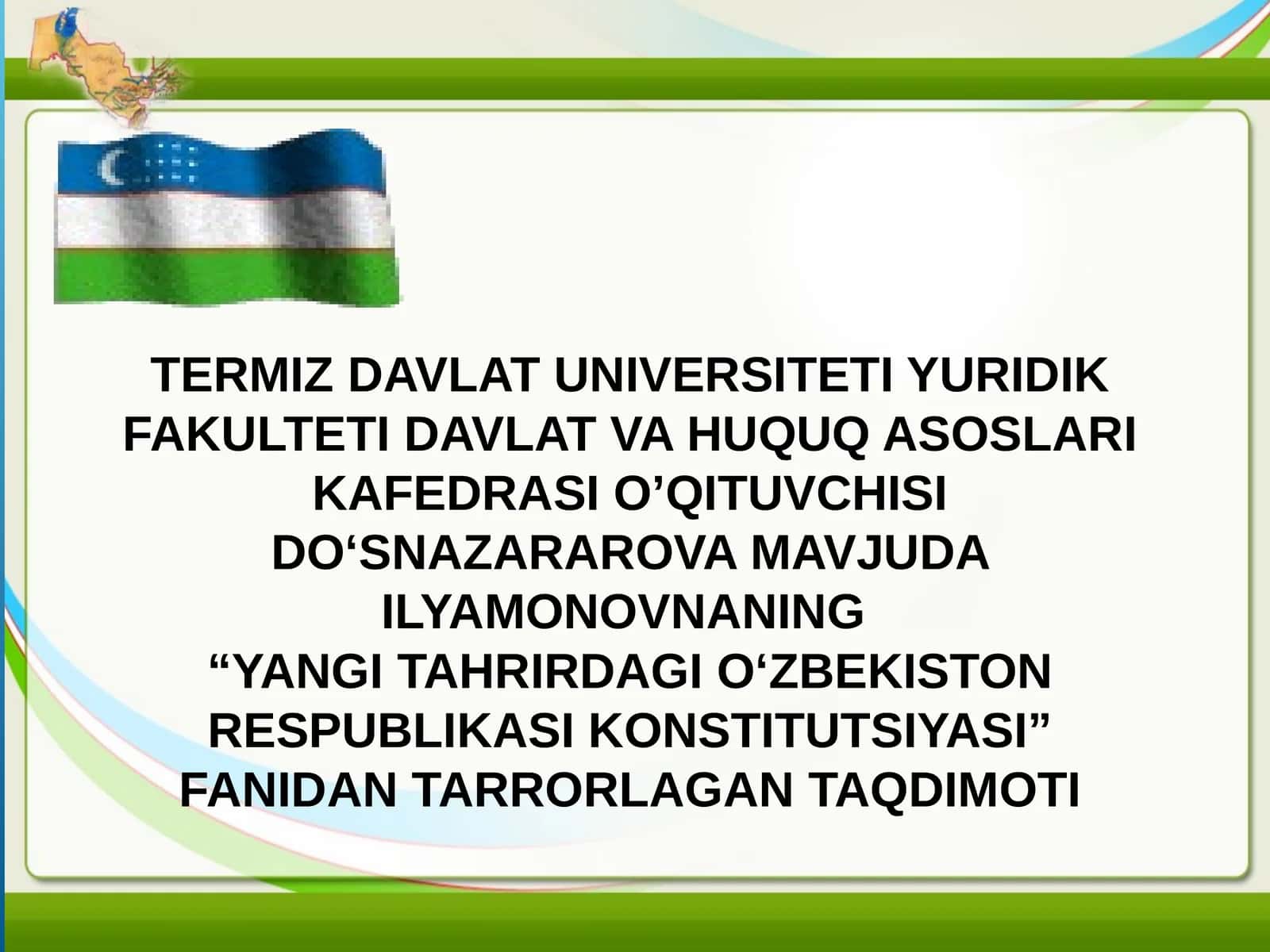YANGI TAHRIRDAGI O‘ZBEKISTON RESPUBLIKASI KONSTITUTSIYASI 1