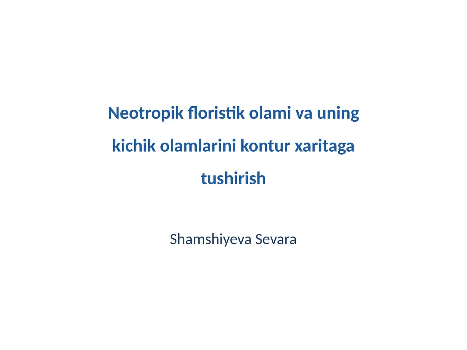 Neotropik floristik olami va uning kichik olamlarini kontur xaritaga tushirish 1