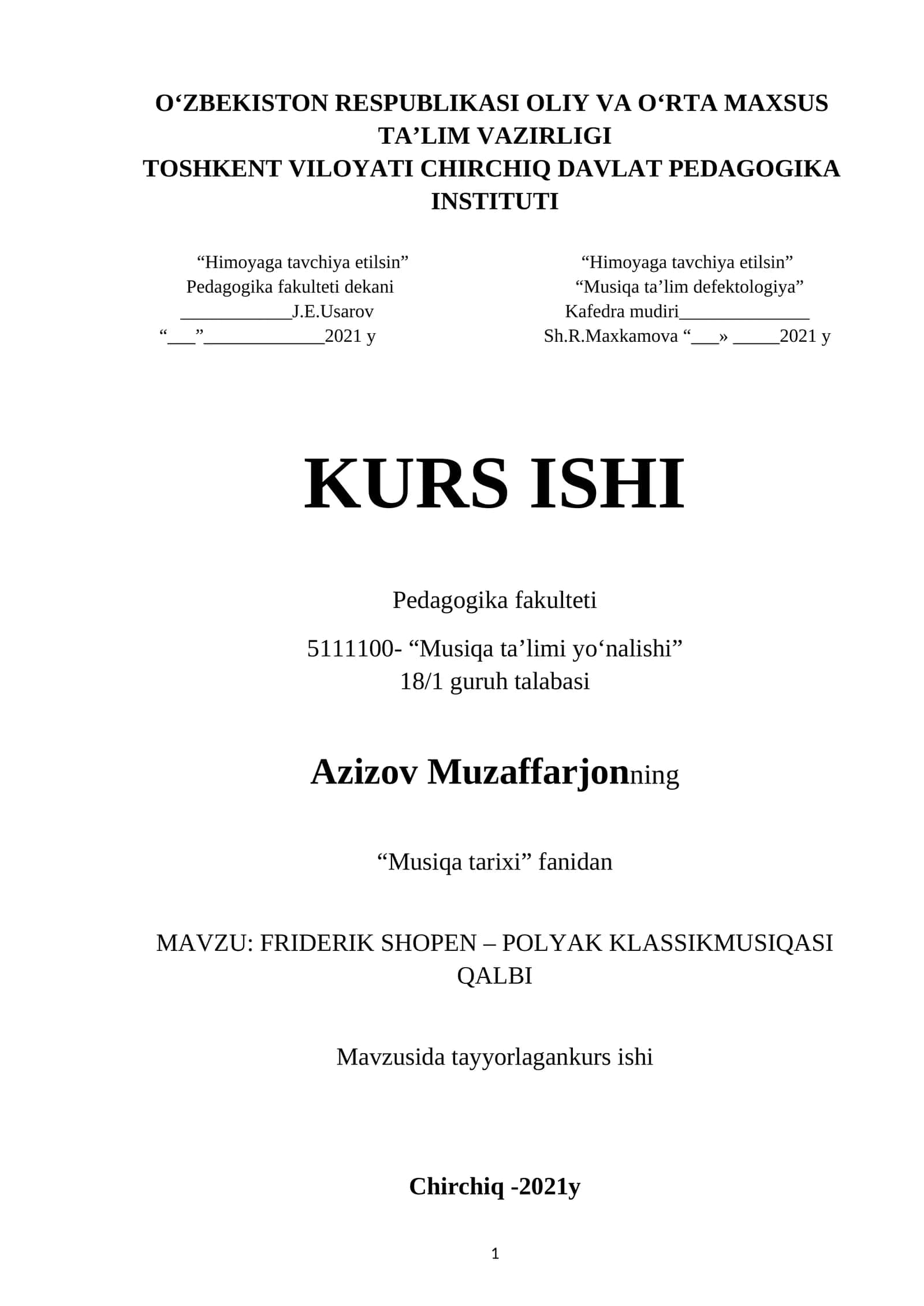 FRIDERIK SHOPEN – POLYAK KLASSIKMUSIQASI QALBI 1
