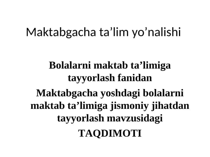 Maktabgacha ta’lim yo’nalishi 1