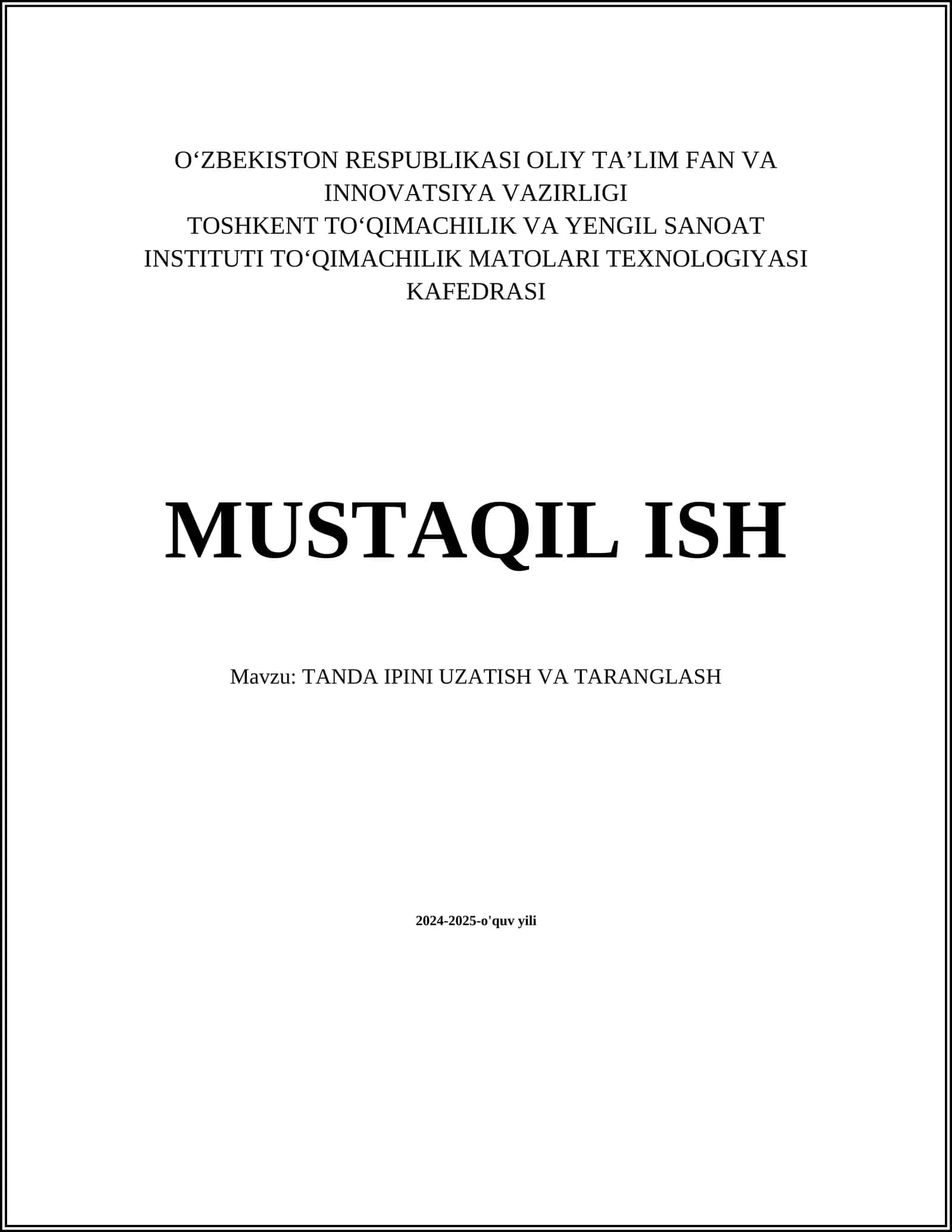 TANDA IPINI UZATISH VA TARANGLASH 1