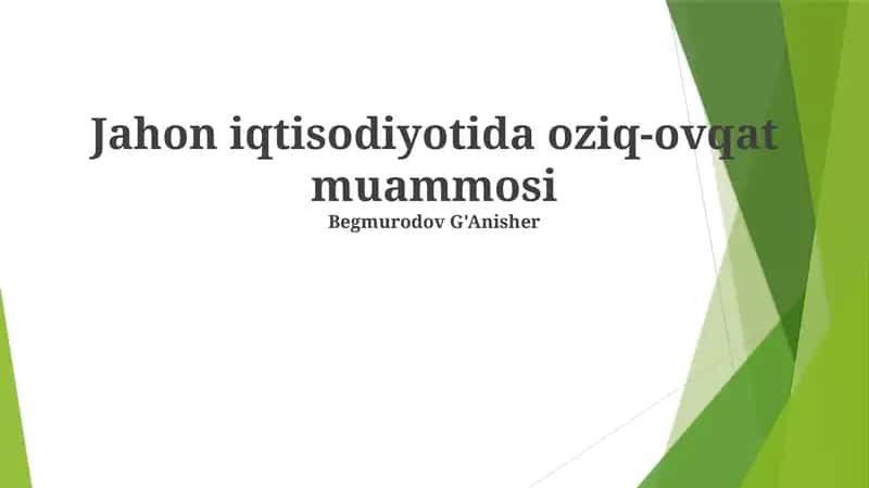 Barqaror Oziq-ovqat Tizimlari 1