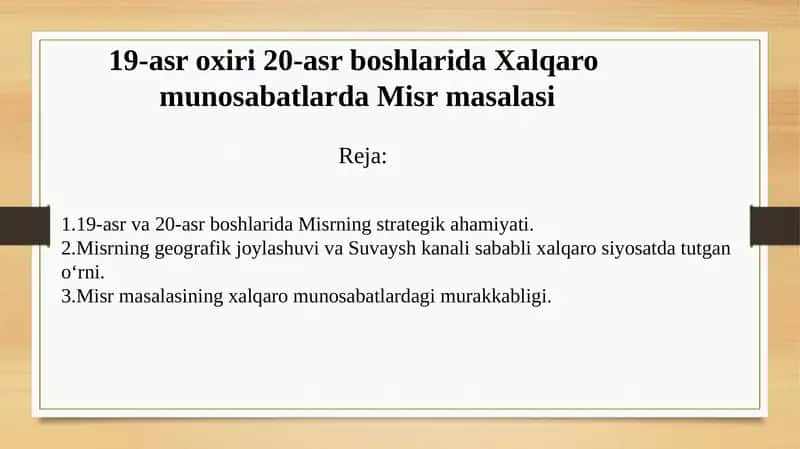 Misrning qishloq xo‘jaligi va iqtisodiy resurslari 1