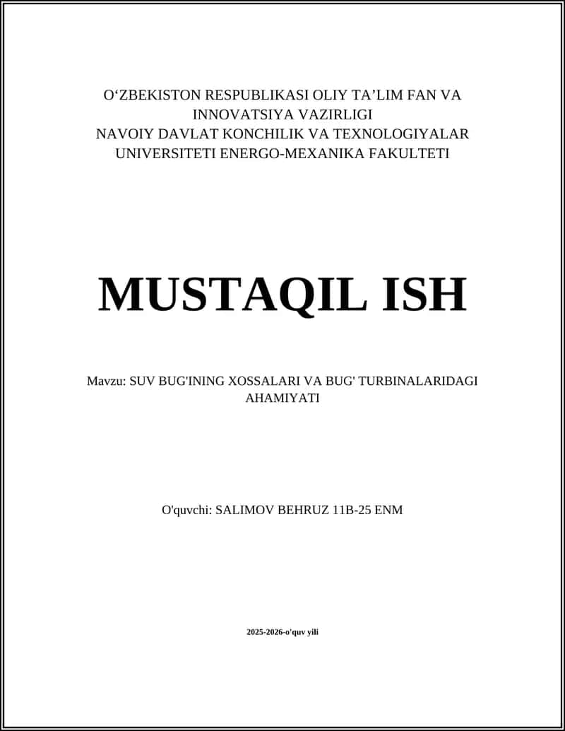 SUV BUG'INING XOSSALARI VA BUG' TURBINALARIDAGI AHAMIYATI 1