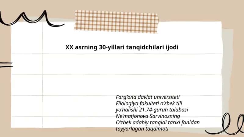 O‘zbek adabiy tanqidi tarixi fanidan tayyorlagan taqdimoti 1