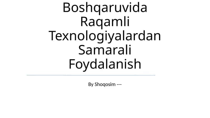 Raqamli Texnologiyalar 1