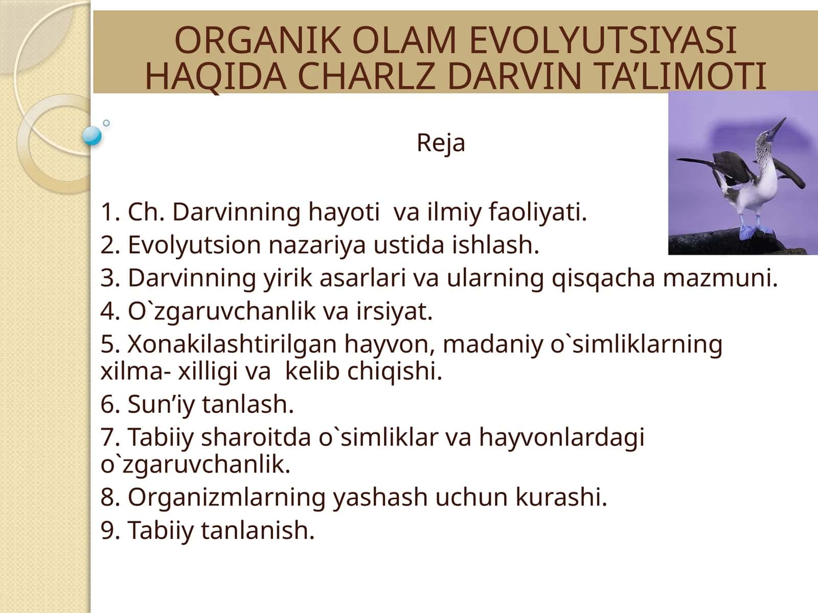 ORGANIK OLAM EVOLYUTSIYASI HAQIDA CHARLZ DARVIN TA’LIMOTI 1