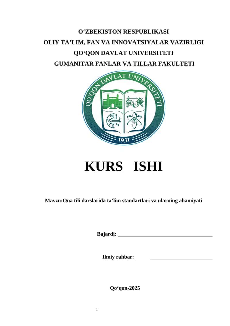 Ona tili darslarida ta’lim standartlari va ularning ahamiyati 1
