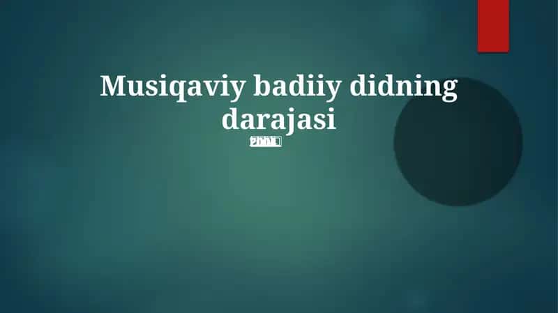 Musiqaviy badiiy didning darajasi 1