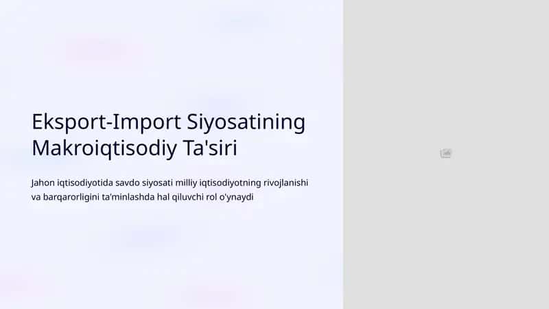 Eksport-Import Siyosatining Makroiqtisodiy Ta'siri 1