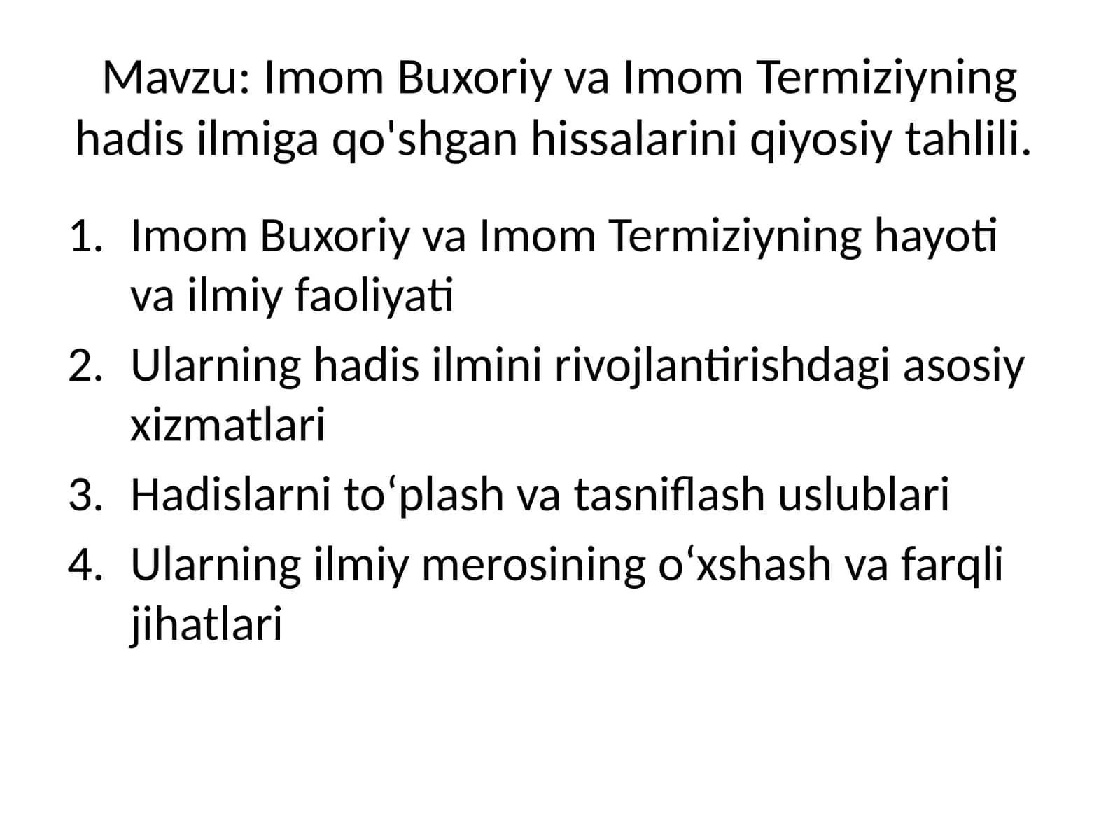 Imom Buxoriy va Imom Termiziyning hadis ilmiga qo'shgan hissalarini qiyosiy tahlili 1