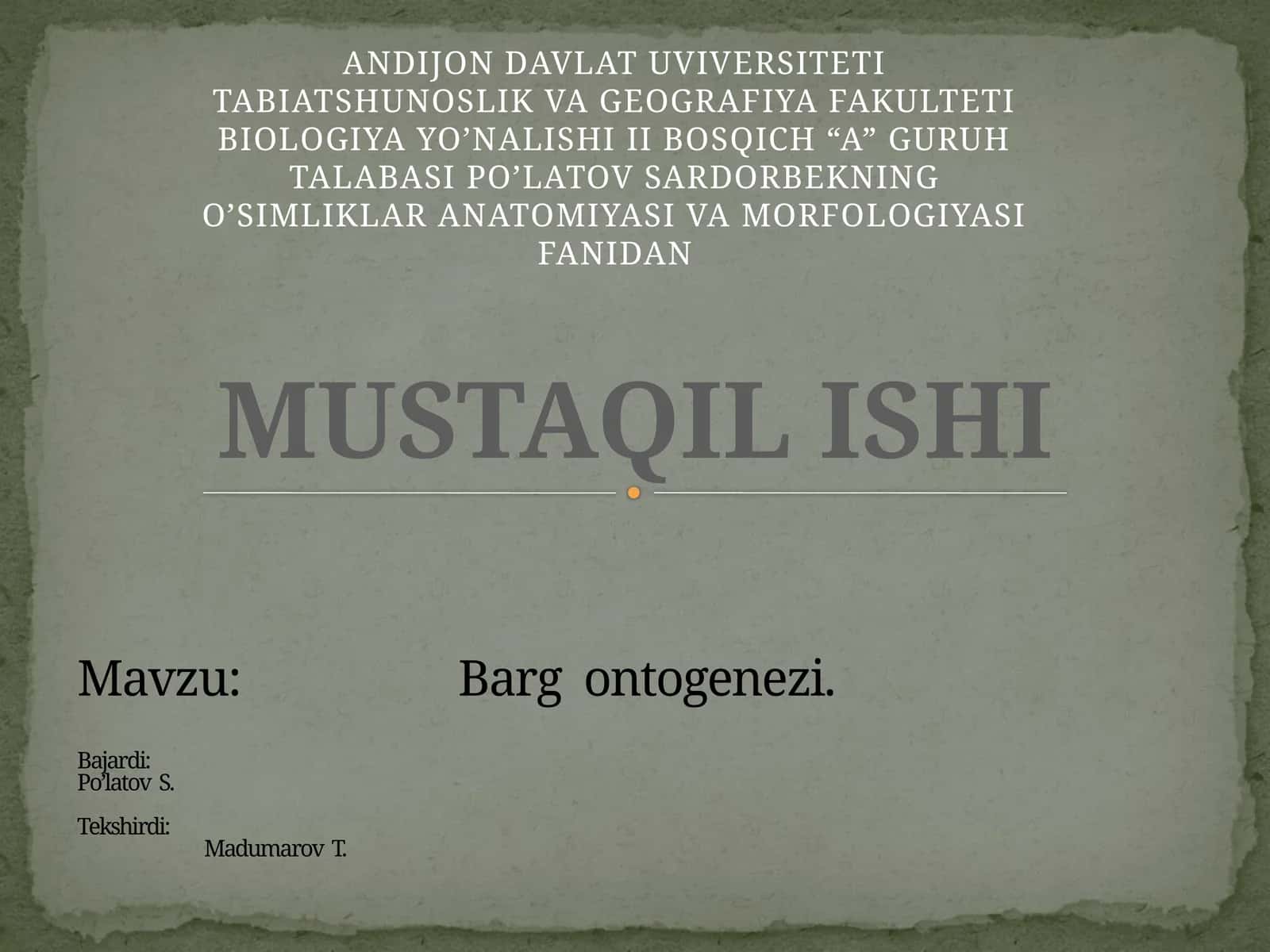 O'simliklar anatomiyasi va morfolgiyasi 1