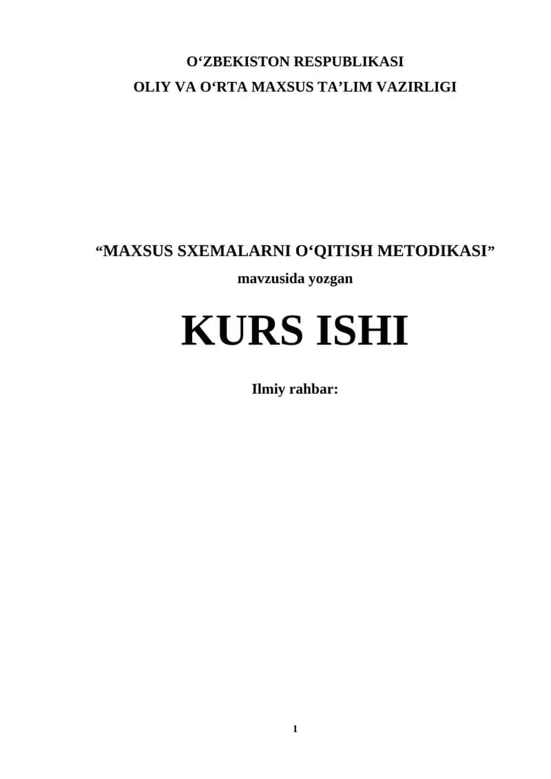 MAXSUS SXEMALARNI O‘QITISH METODIKASI 1