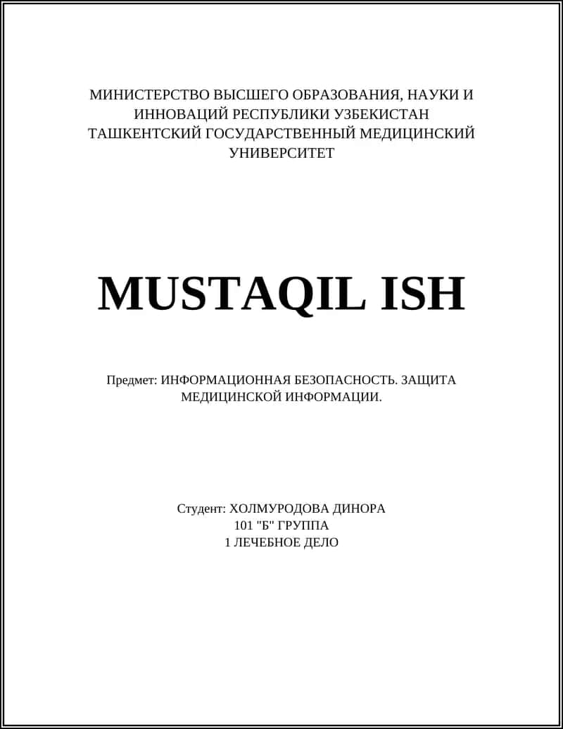 MUSTAQIL ISH 1