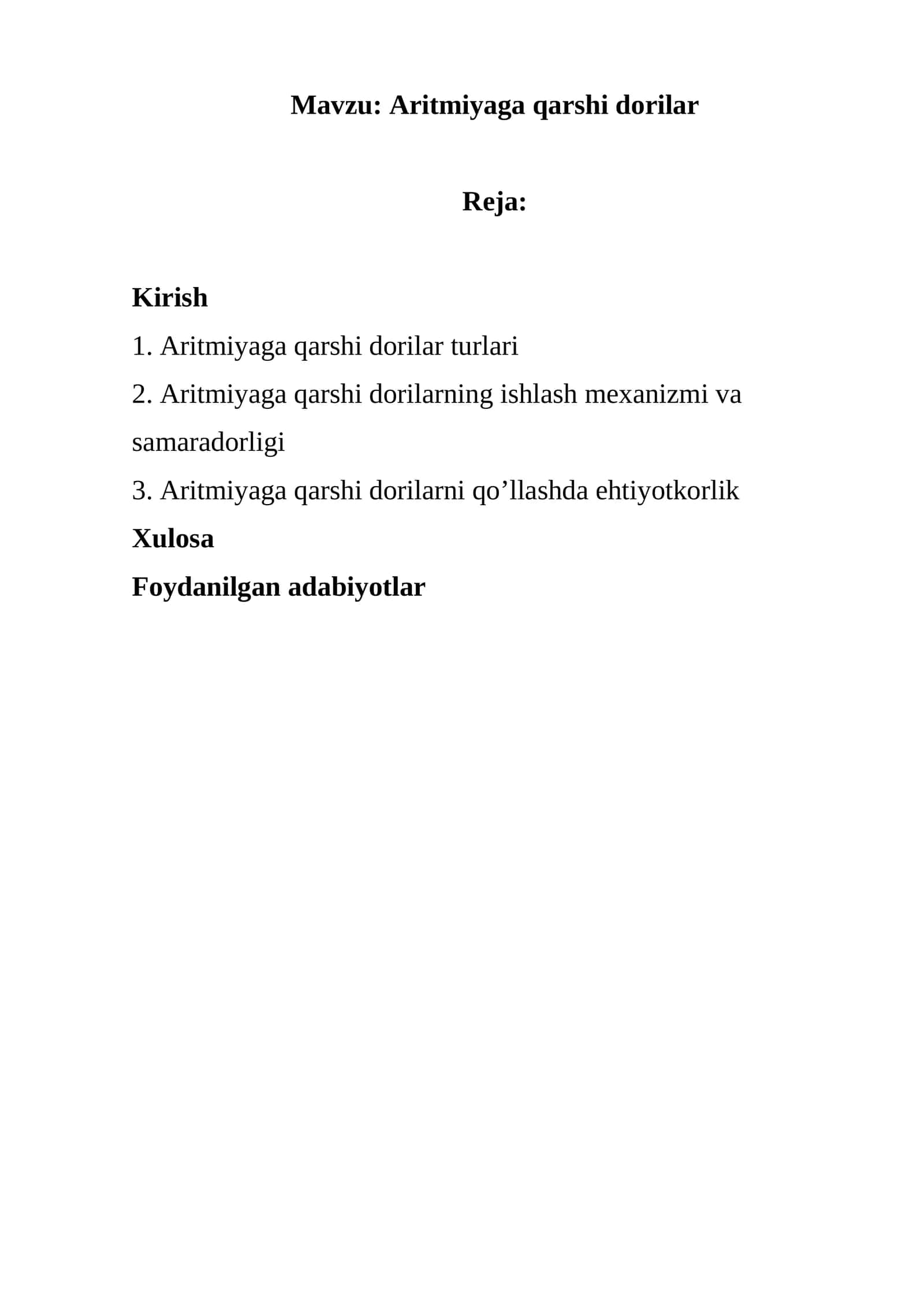 Aritmiyaga qarshi dorilar 1