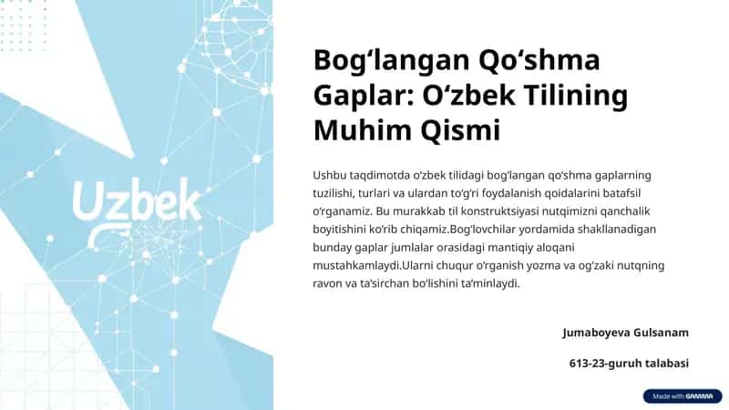 Bogʻlangan Qoʻshma Gaplar: O‘zbek Tilining Muhim Qismi 1