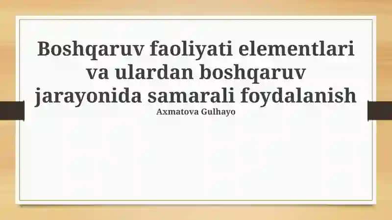 Boshqaruv faoliyati elementlari