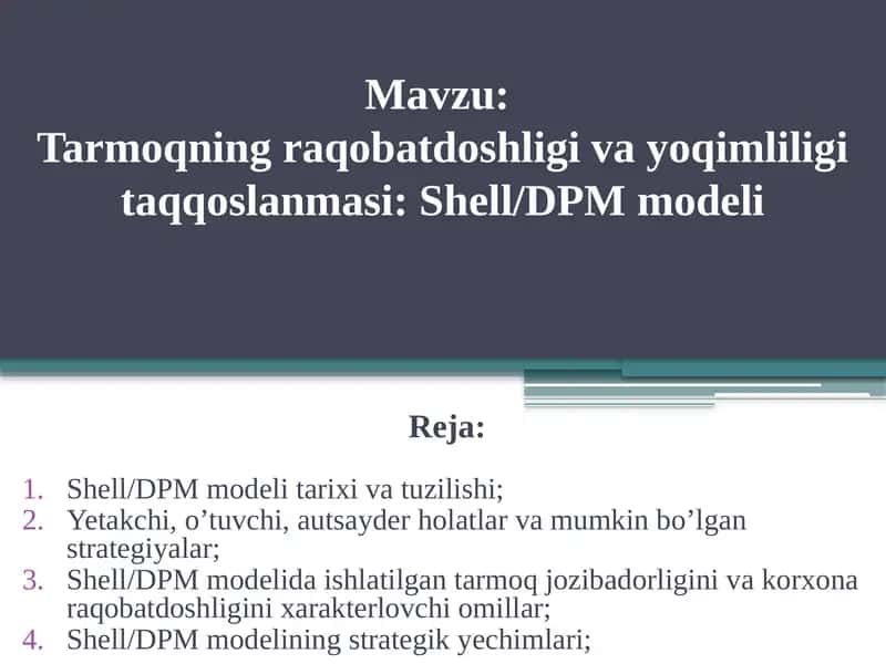 Shell/DPM modeli 1