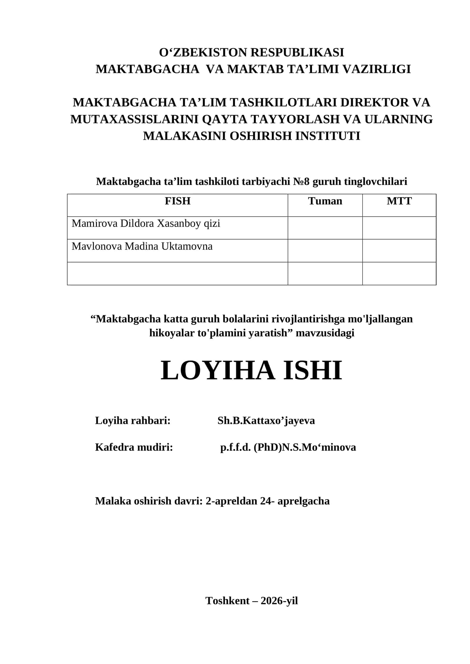 Hikoyalar to'plamini yaratish 1