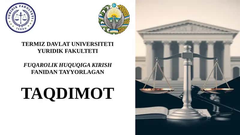 Фуқаролик ҳуқуқининг субекти сифатида юридик шахслар 1