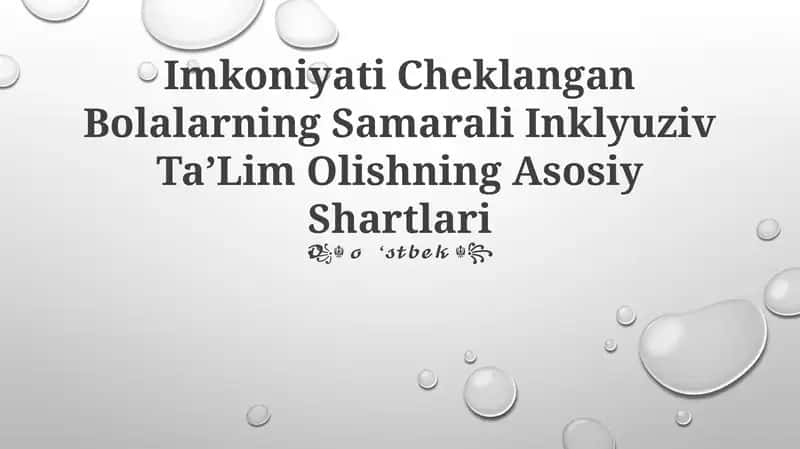 Imkoniyati Cheklangan Bolalarning Samarali Inklyuziv TaʼLim Olishning Asosiy Shartlari 1