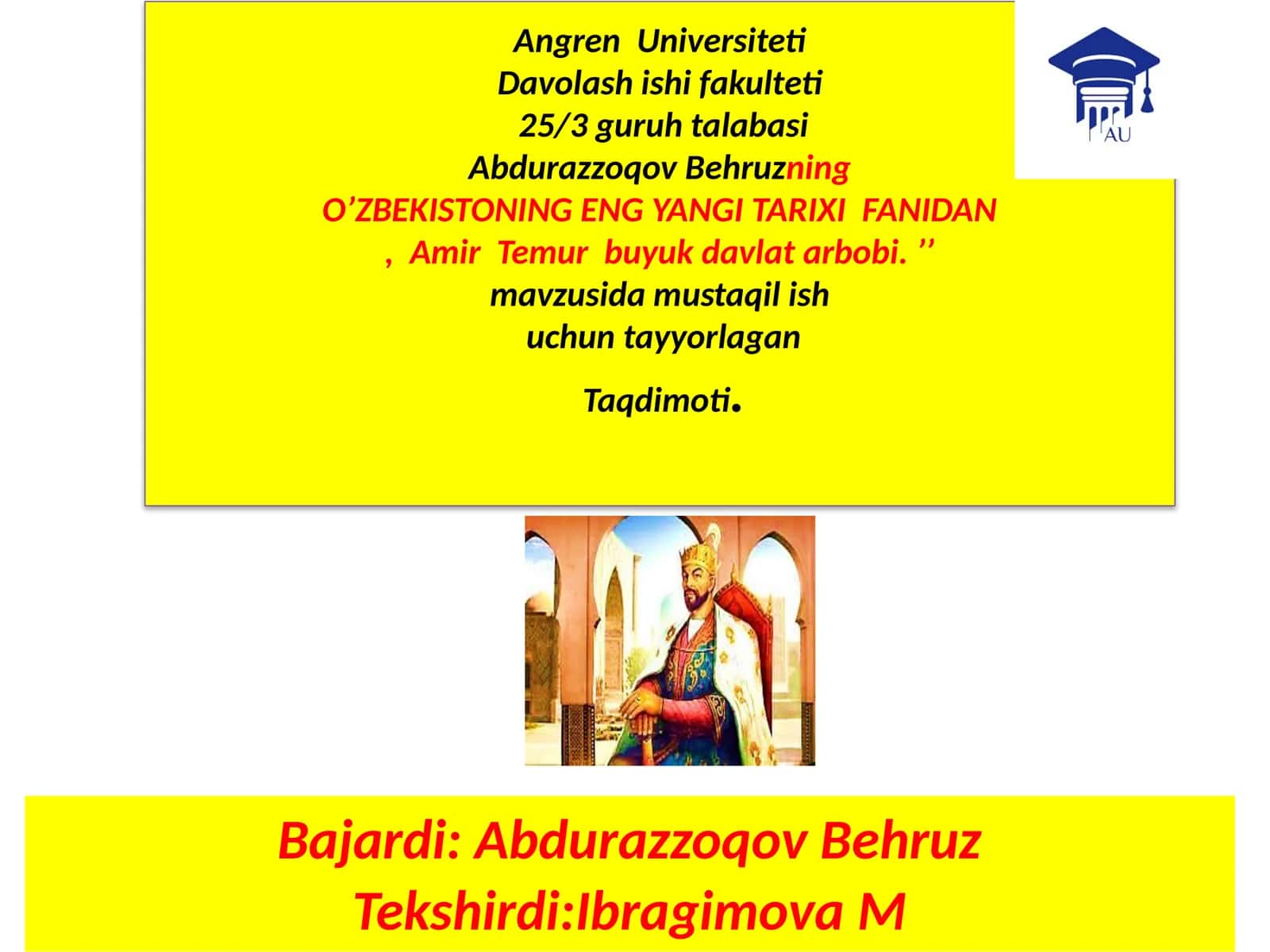 Amir Temur Davlatarbobi 1
