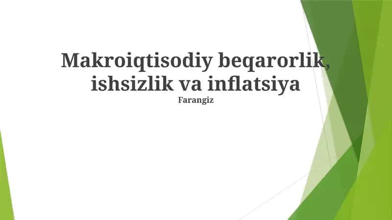 Makroiqtisodiy beqarorlik, ishsizlik va inflatsiya 1