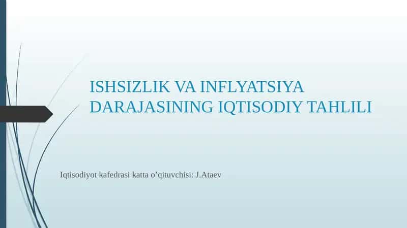 ISHSIZLIK VA INFLYATSIYA DARAJASINING IQTISODIY TAHLILI 1