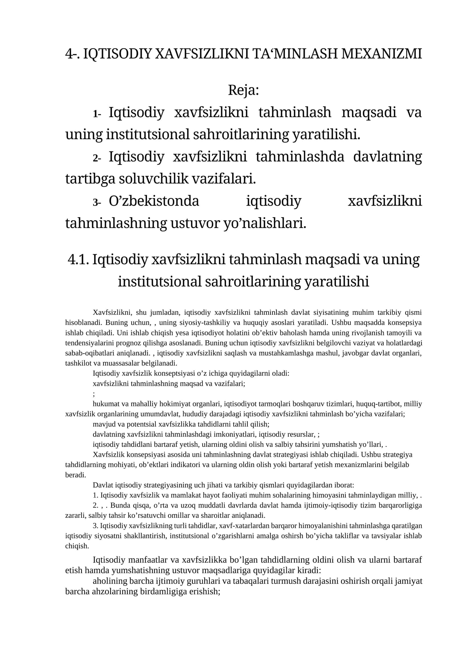 IQTISODIY XAVFSIZLIKNI TA‘MINLASH MEXANIZMI 1