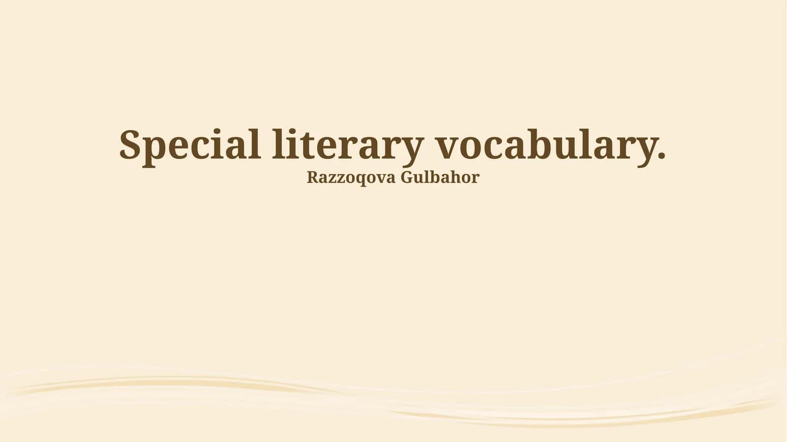 Special literary vocabulary 1