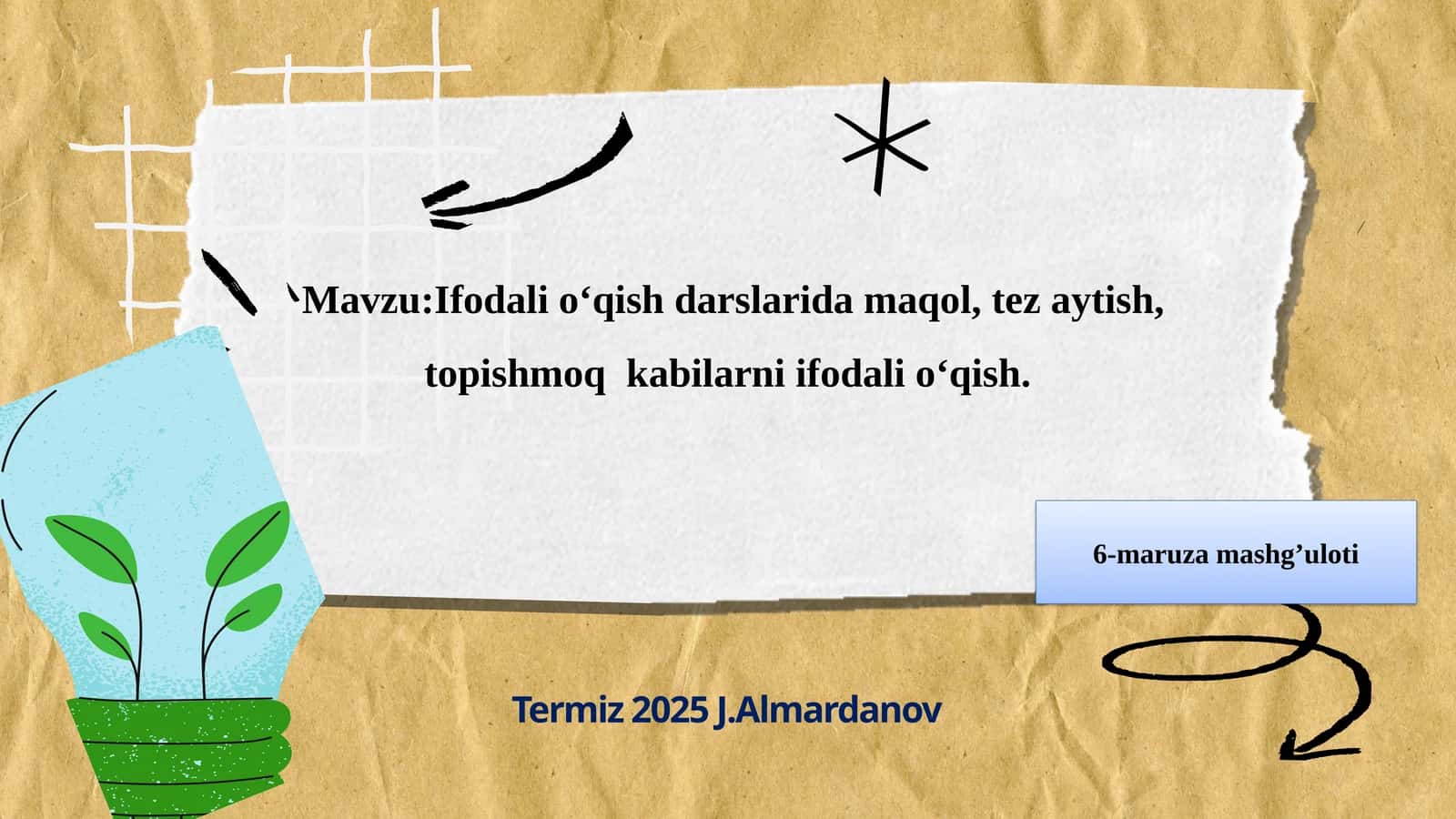 Ifodali o‘qish darslarida maqol, tez aytish, topishmoq kabilarni ifodali o‘qish 1