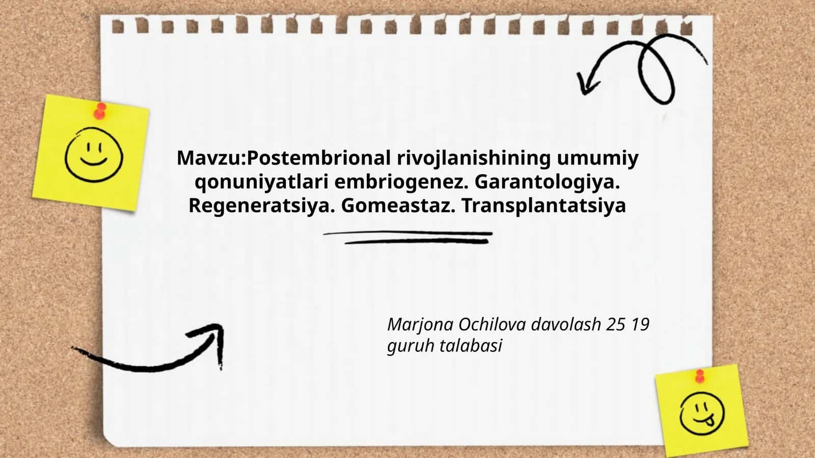 Postembrional rivojlanishning umumiy qonuniyatlari embriogenez 1