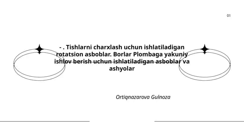Tishlarni charxlash uchun ishlatiladigan rotatsion asboblar. Borlar Plombaga yakuniy ishlov berish uchun ishlatiladigan asboblar va ashyolar 1