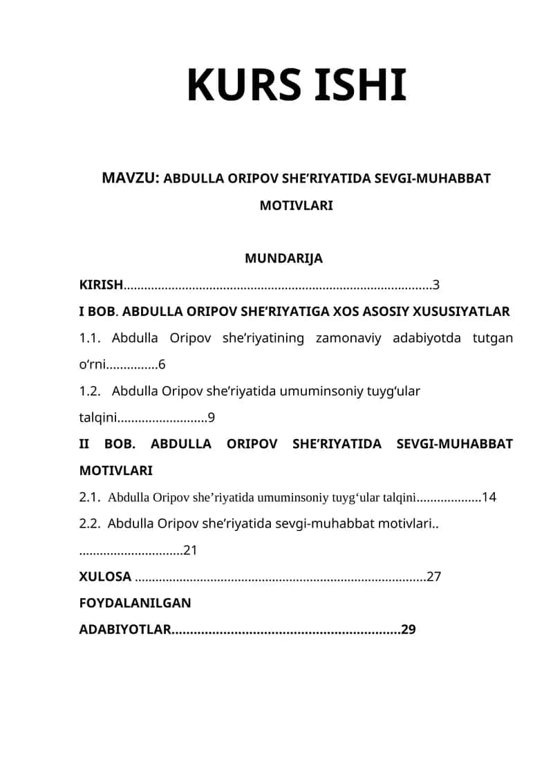 ABDULLA ORIPOV SHE’RIYATIDA SEVGI-MUHABBAT MOTIVLARI 1