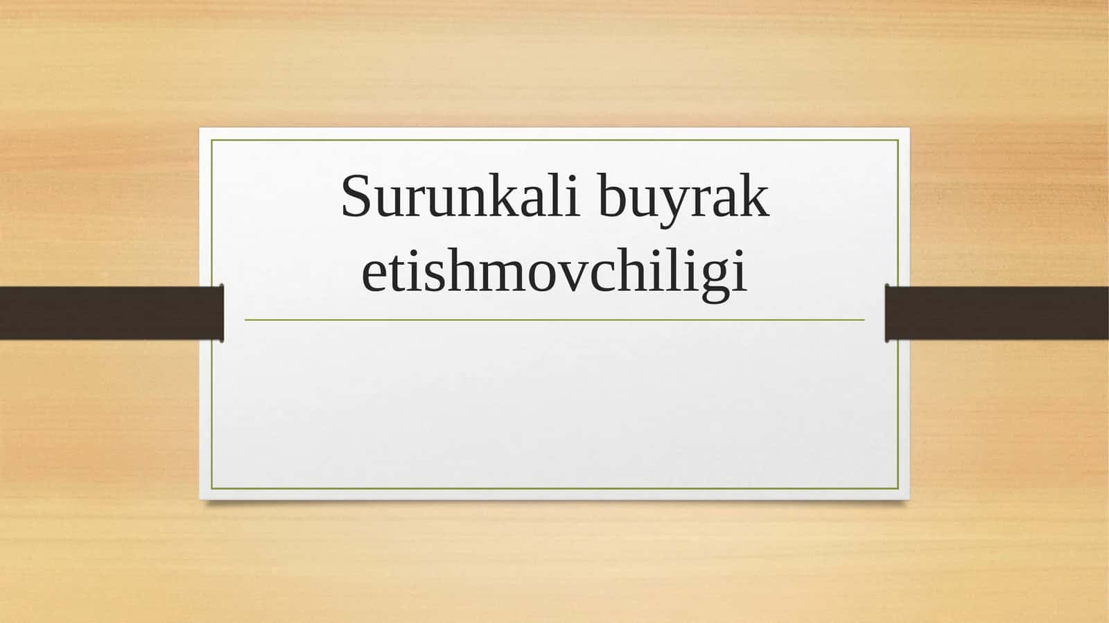 Surunkali buyrak etishmovchiligi 1